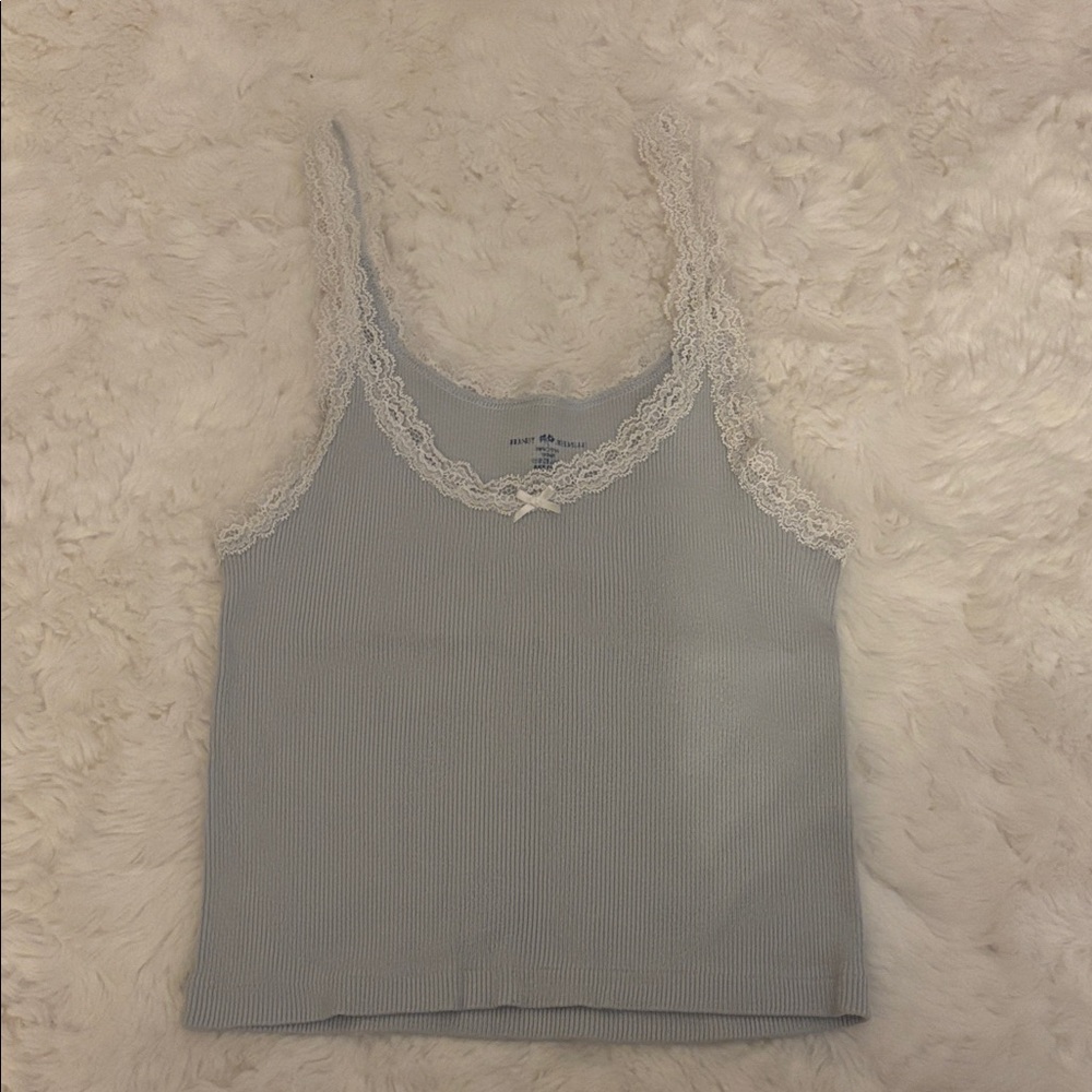 Brandy Melville Light Blue Tank with Lace Trim